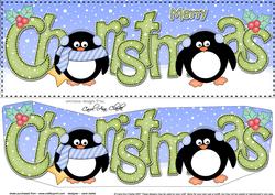 Large Dl Christmas Penguins 3D Decoupage