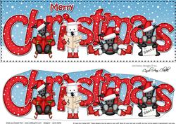 Large Dl Christmas Scottie & Westie Dogs 3D Decoupage