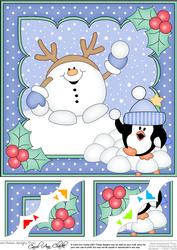 8 x 8 Christmas Snowball Sam Snowball Fight Scalloped Corner
