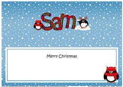 Large Dl Christmas Sam Penguins Insert
