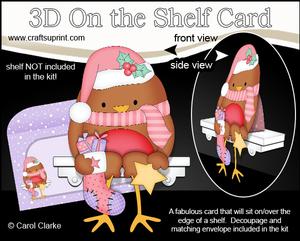 3D on the Shelf Card Kit - Little Christmas Bobbin Robin