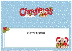 Large Dl Christmas Teddy Love Insert