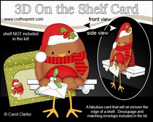 3D on the Shelf Card Kit - Little Christmas Bobbin Robin