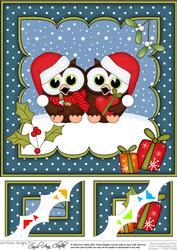 8 x 8 Christmas Little Hoot Owls Love 3D Decoupage
