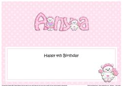 Large Dl 4th Birthday Anya Teddies Insert