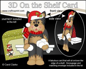 3D on the Shelf Card Kit - Little Christmas Yorkie Dog