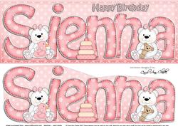Large Dl Birthday Sienna Teddies 3D Decoupage