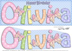 Large Dl Birthday Olivia Butterflies 3D Decoupage