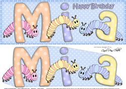 Large Dl Birthday Mia Caterpillars 3D Decoupage