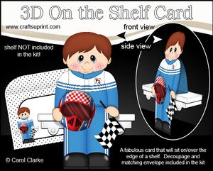 3D on the Shelf Card Kit - Little F1 Racing Driver Theo