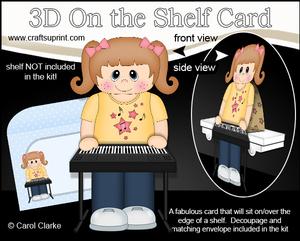 3D on the Shelf Card Kit - Little Keyboard Player Girl Adel