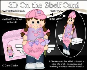 3D on the Shelf Card Kit - Little Girl Lili's Heart for Mum