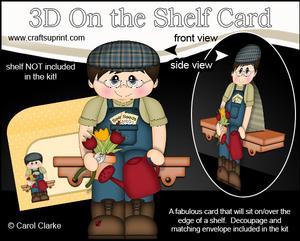 3D on the Shelf Card Kit - Gardening Man Leo