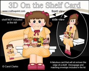 3D on the Shelf Card Kit - Little Cupcake Girl Cady