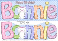 Large Dl Birthday Bonnie Cat Card & 3D Decoupage