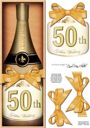 Large Dl Golden Anniversary Champers in a Box 3D Decoupage
