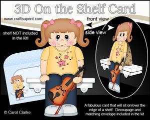 3D on the Shelf Card Kit - Little Violinist Player Girl Cate