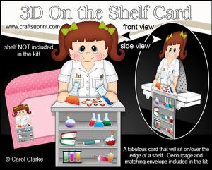 3D on the Shelf Card Kit - Little Girl Scientist Lacy