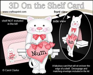 3D on the Shelf Card Kit - Little Cat's Heart for Mum