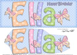 Large Dl Birthday Ella Butterflies 3D Decoupage