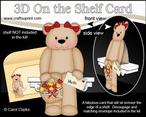 3D on the Shelf Card Kit - Livvy Bear's Flowers for Mum