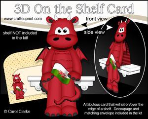 3D on the Shelf Card Kit - Little Welsh Dragon Draig