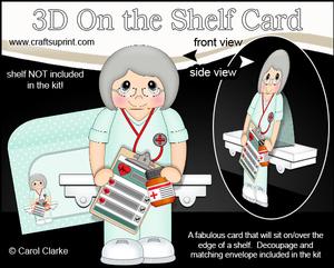 3D on the Shelf Card Kit - Little Old Lady Doctor Gray