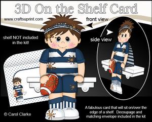 3D on the Shelf Card Kit - Little Rugby Boy Regie
