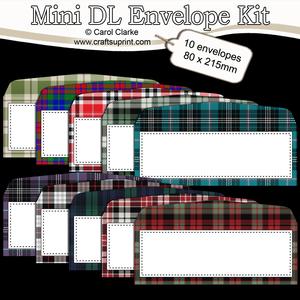 10 Mini Dl (80 x 215mm) Tartan Envelope Kit