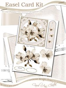 Posy and Pearls Easel Card Kit in Mocha with 3D Decoupage