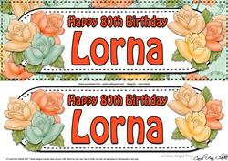 Large Dl 80th Birthday Lorna Roses & 3D Decoupage