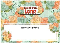 Large Dl 80th Birthday Lorna Roses Insert