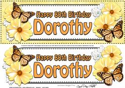Large Dl 80th Birthday Dorothy Flowers & 3D Decoupage