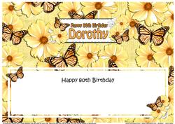 Large Dl 80th Birthday Dorothy Flowers Insert