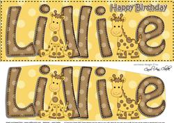 Large Dl Birthday Lillie Giraffes & 3D Decoupage