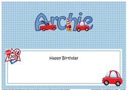 Large Dl Birthday Archie Cars Insert