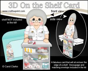 3D on the Shelf Card Kit - Older Lady Pharmacist Pauline
