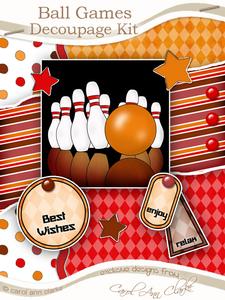 10 Pin Bowling Kit with 3D Decoupage
