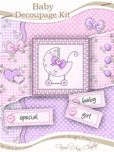 New Baby Girl Kit with 3D Decoupage