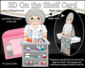 3D on the Shelf Card Kit - Scientist Old Lady Della
