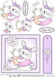 Little Girl Bunny Quick Card with Circle Pyramage Design