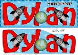 Large Dl Birthday Dylan Rockets 3D Decoupage