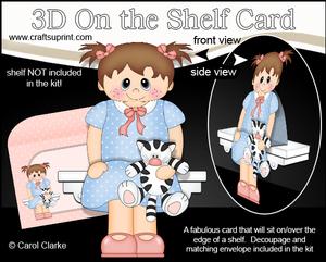 3D on the Shelf Card Kit - Little Toddler Girl Opal's Cat