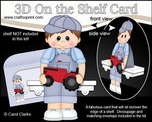 3D on the Shelf Card Kit - Little Toddler Kian's Tractor