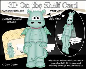 3D on the Shelf Card Kit - Cute Little Friendly Dragon Blaze
