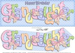 Large Dl Birthday Granddaughter Butterflies 3D Decoupage