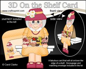3D on the Shelf Card Kit - Gossip Galz Cupcake Cassie