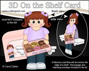 3D on the Shelf Card Kit - Sharing Donut Box Girl Adriana