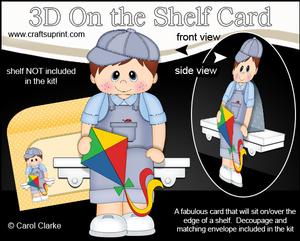 3D on the Shelf Card Kit - Little Kite Flying Toddler Rhett