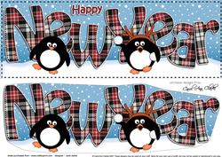 Large Dl New Year Penguins 3D Decoupage